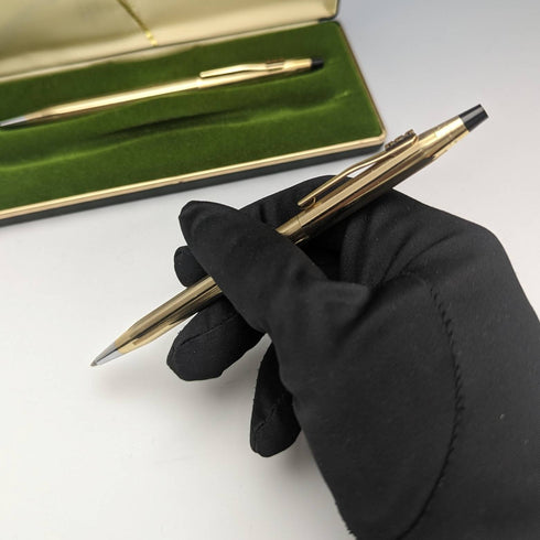 Vintage Cross (CROSS) gold-filled ballpoint pen and pencil set in case